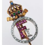 Krawattennadel, 585er Gold (geprüft) und Silber, von Zar Ferdinand I von Bulgarien als Geschenk