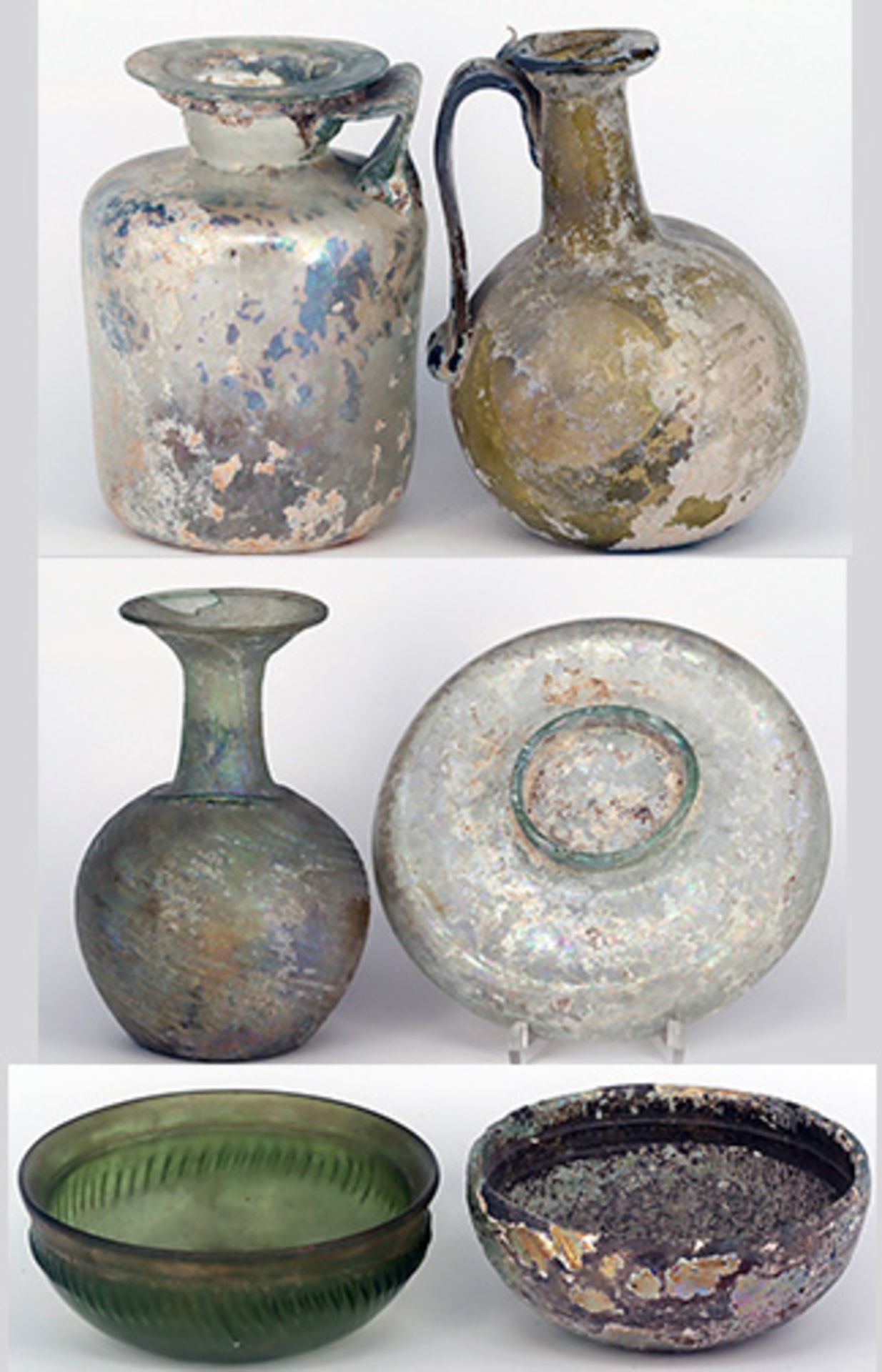 Konvolut von 6 antiken Glasgefäßen, Sammlungsauflösung (Angaben aus privatem Sammlungskatalog Otto