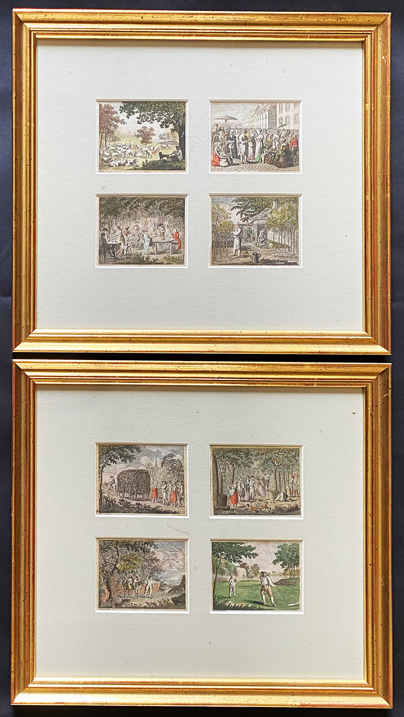 16 kleine kolorierte Kupferstiche von Johann Friedrich Wilhelm Jury (1763-1829, deutscher Maler,
