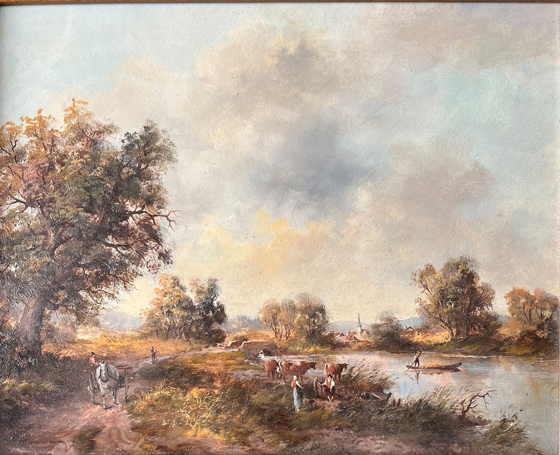 Vier Landschaften: Boler, Landschaft mit Flußlauf und Birken, signiert, Öl/Lwd, 31 x 25,5 cm; 2 x - Image 2 of 13