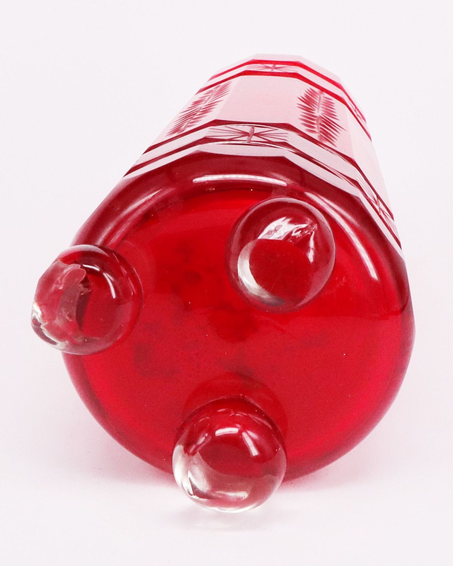 Konvolut aus rotem Glas, Rubinglas, überw. 19. Jh., bömisch, Sammlungsauflösung: Vase auf vier - Image 6 of 9
