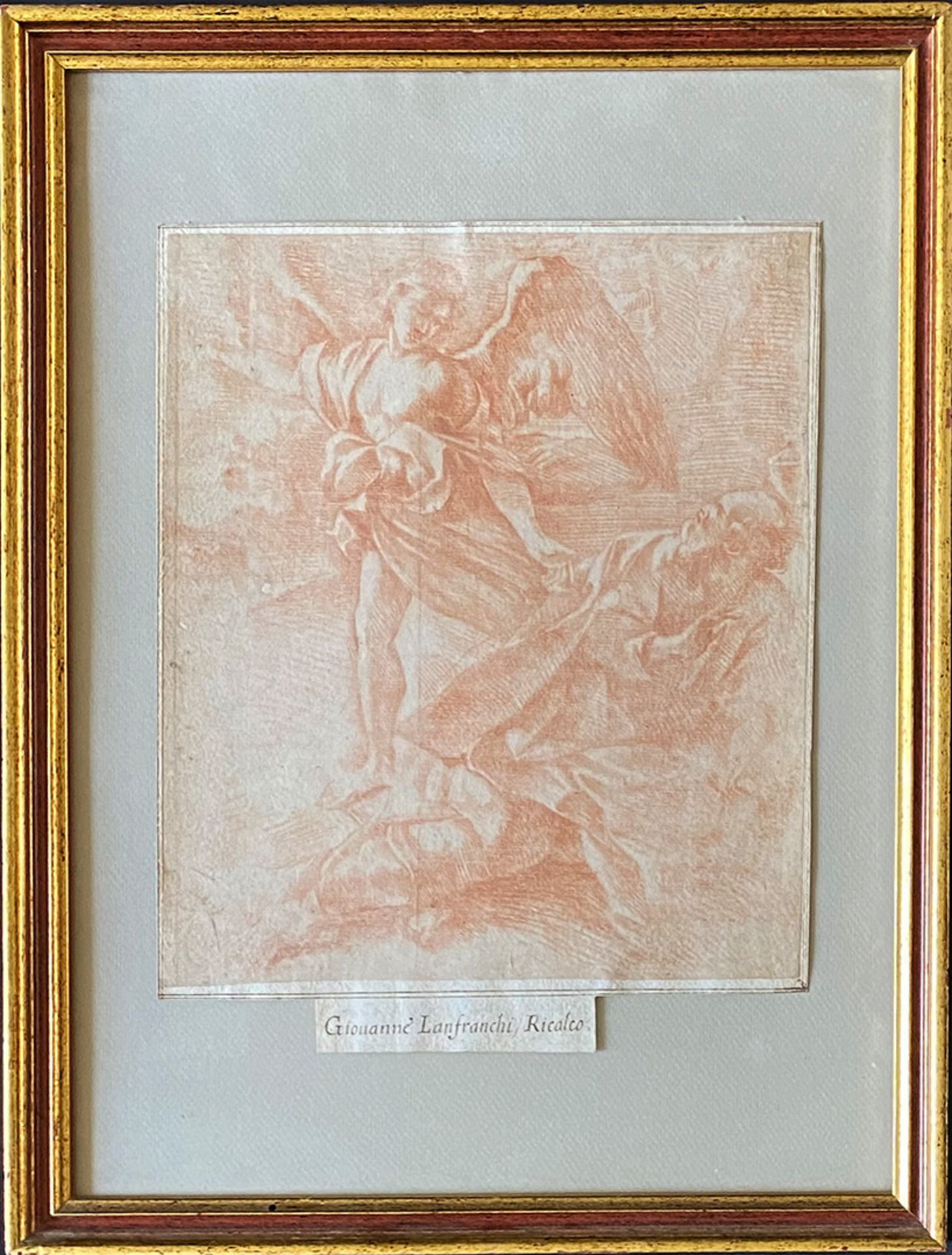 Drei Rötel-Zeichnungen: Kopf eines Putto mit geöffnetem Mund, die Augen nach oben gerichtet, dat. - Image 7 of 8