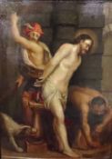 Unbekannter Künstler, 18. Jh., Geißelung Christi: dramatische Szene mit dem gepeinigten Jesus, Öl