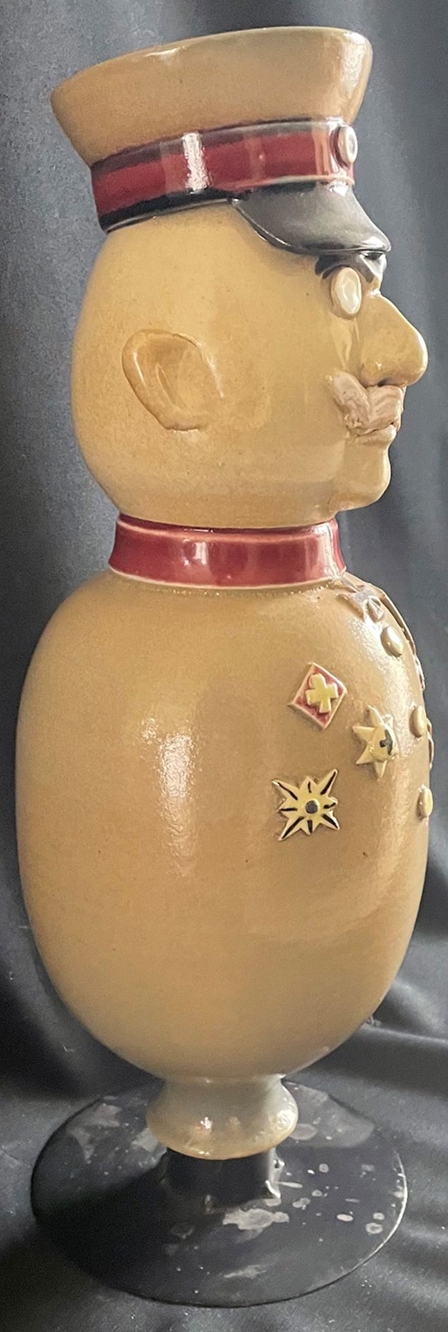 Steingut-, Keramik-Figur, deutsch, kaiserlicher Offizier mit Monokel, Höhe 36 cm. Earthenware, - Image 5 of 5