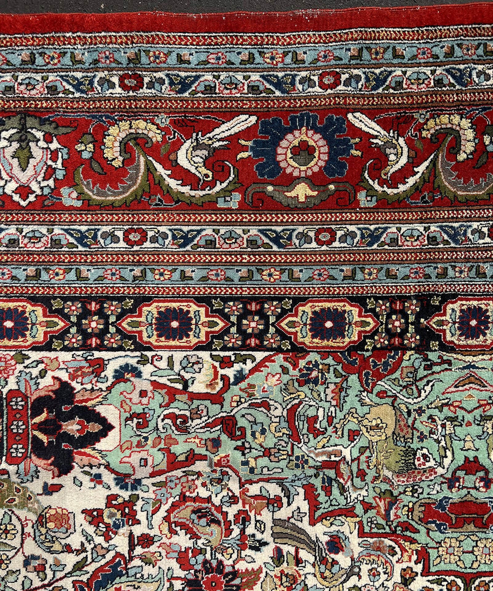 Orientteppich, Indoghom, ca. 50 Jahre alt, Alters- und Gebrauchsspuren, 360 x 275 cm. Oriental - Bild 3 aus 6