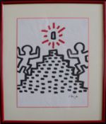 Keith Haring, up the stairs, typischen Figuren des Künstler die Treppe hinauf stürmend,