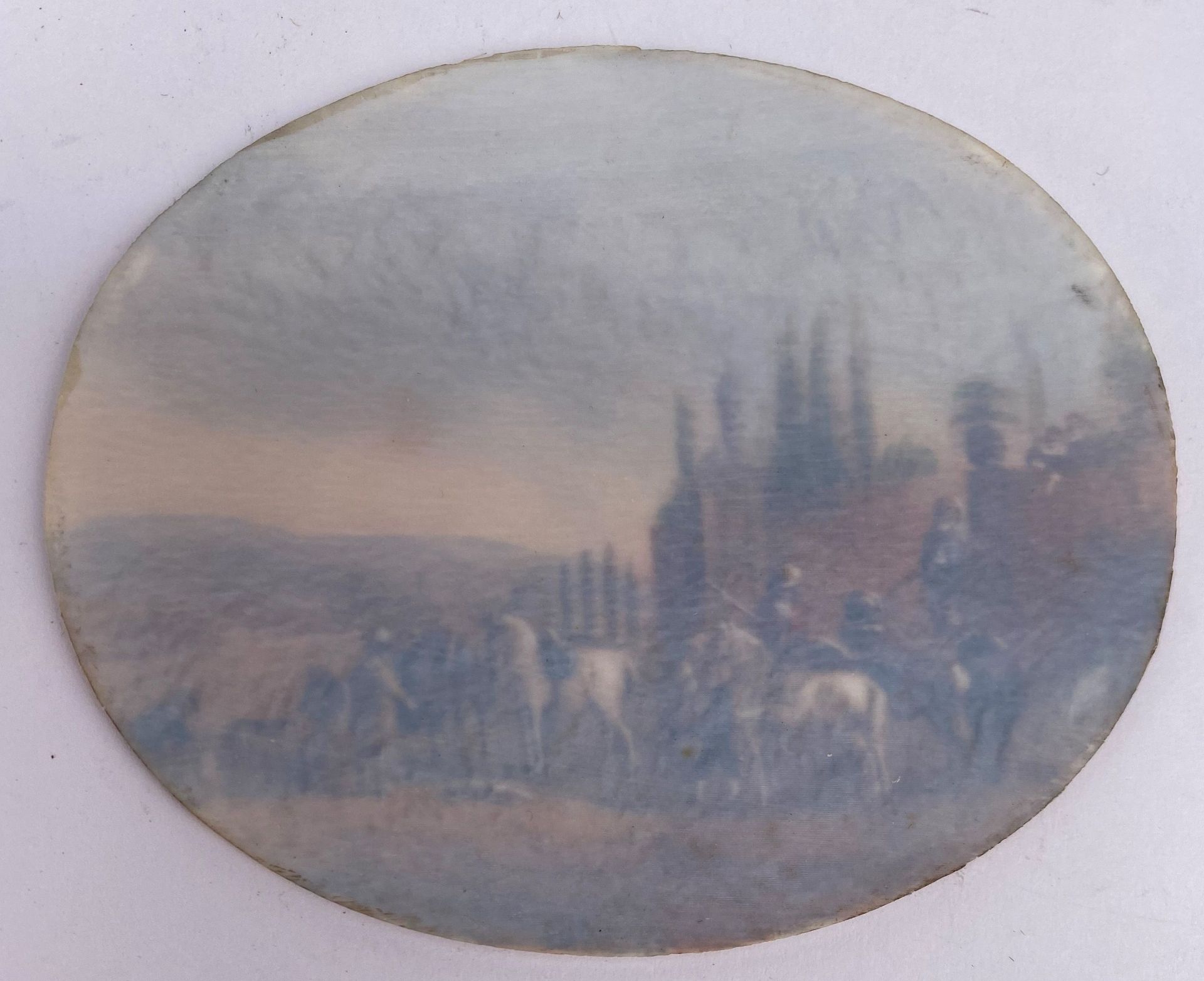 4 Miniaturen, Ölmalerei: ovale Miniatur, Pferderast in südlicher Landschaft, nach Philips - Bild 7 aus 9
