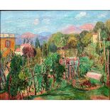 Hans Purrmann (1880-1966), Italienische Landschaft mit Blick auf Häuser, einen verwunschenen Garten,