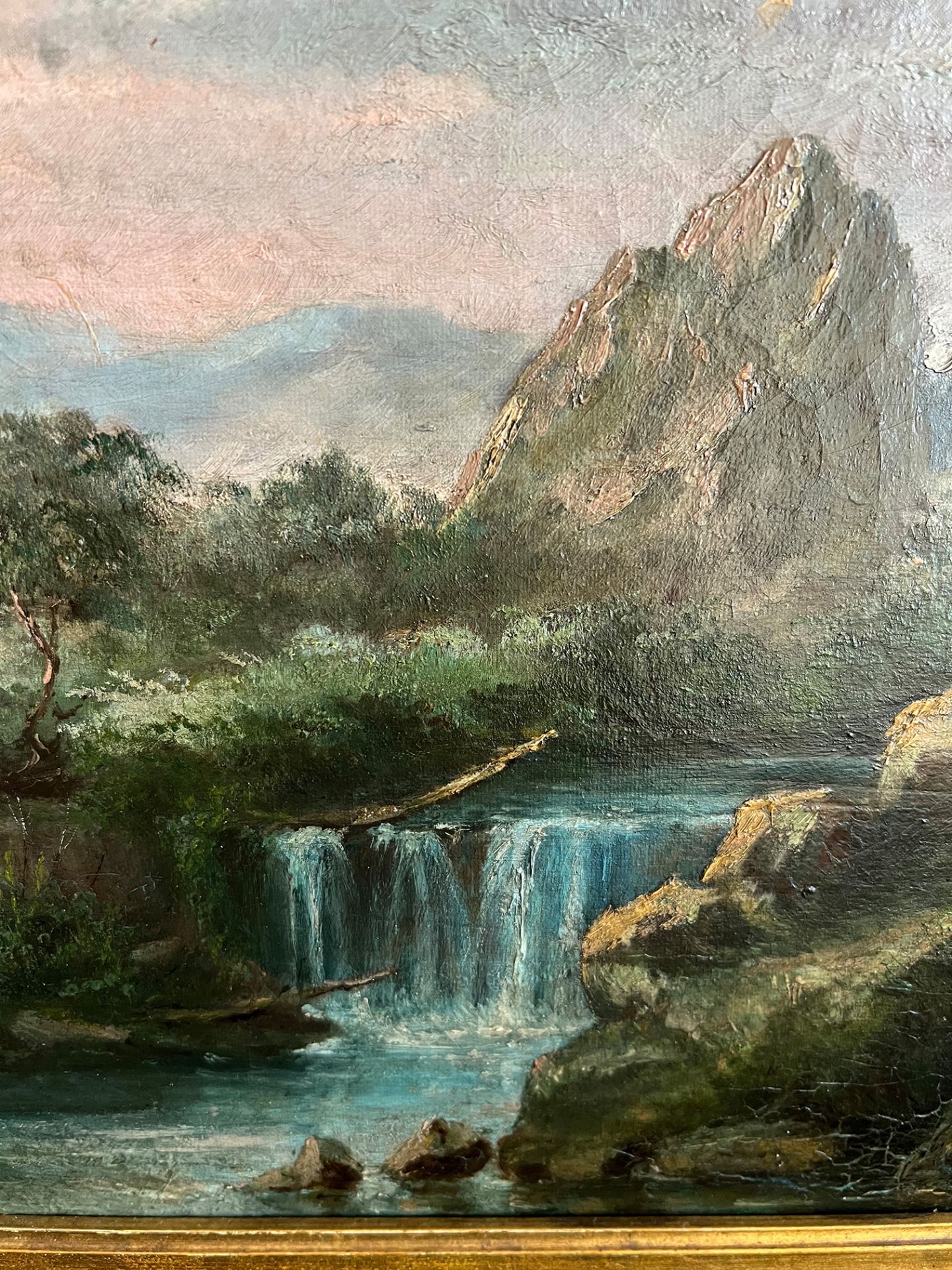 Unbekannter Künstler, 19. Jh., Berglandschaft mit Flußlauf und felsigen Anhöhen, links im Bild - Image 4 of 7