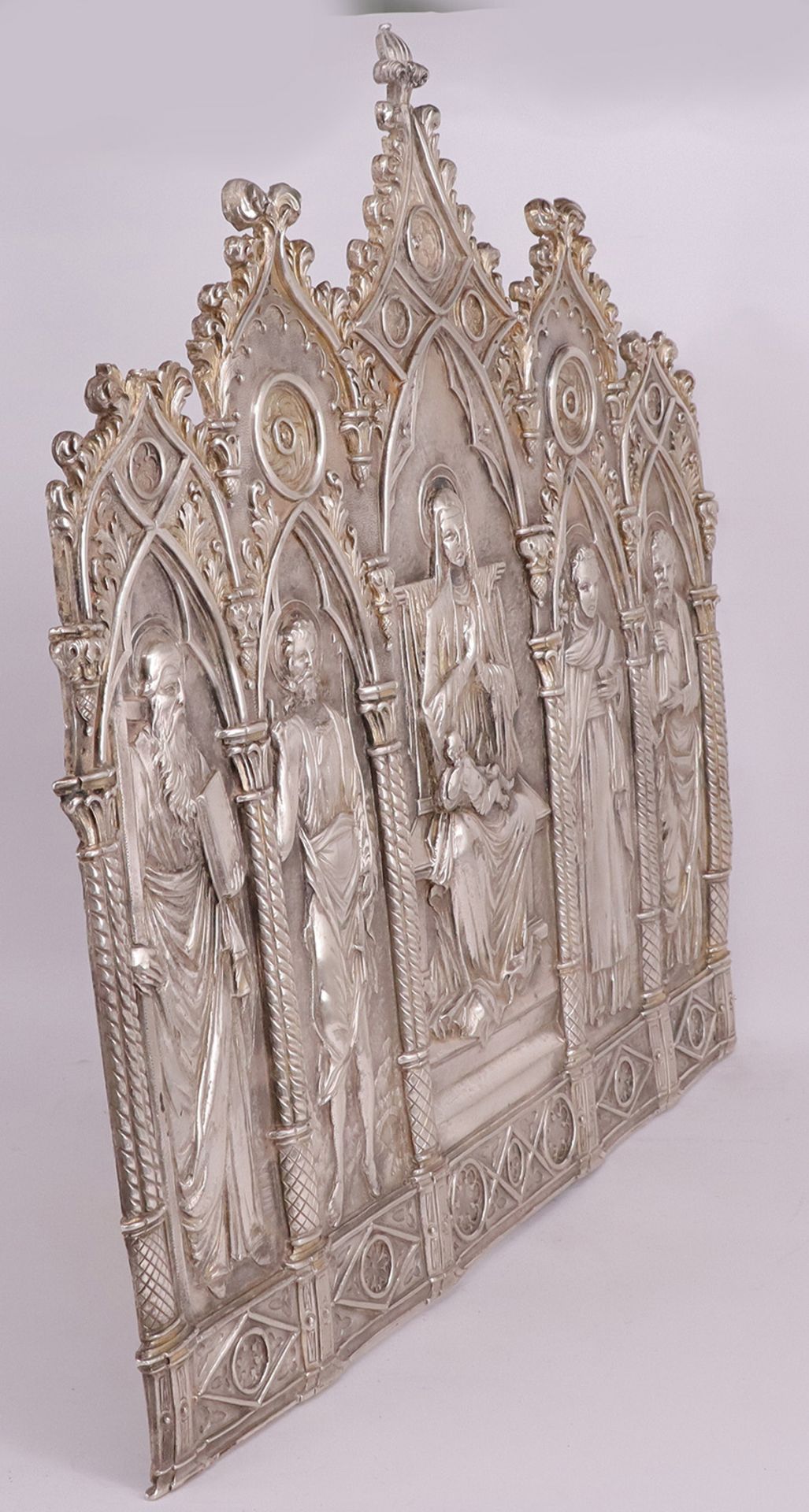 Silberrelief, 19. Jh., Maria mit Kind umgeben von Markus, Johannes, Antonius von Padua und Petrus. - Bild 3 aus 5
