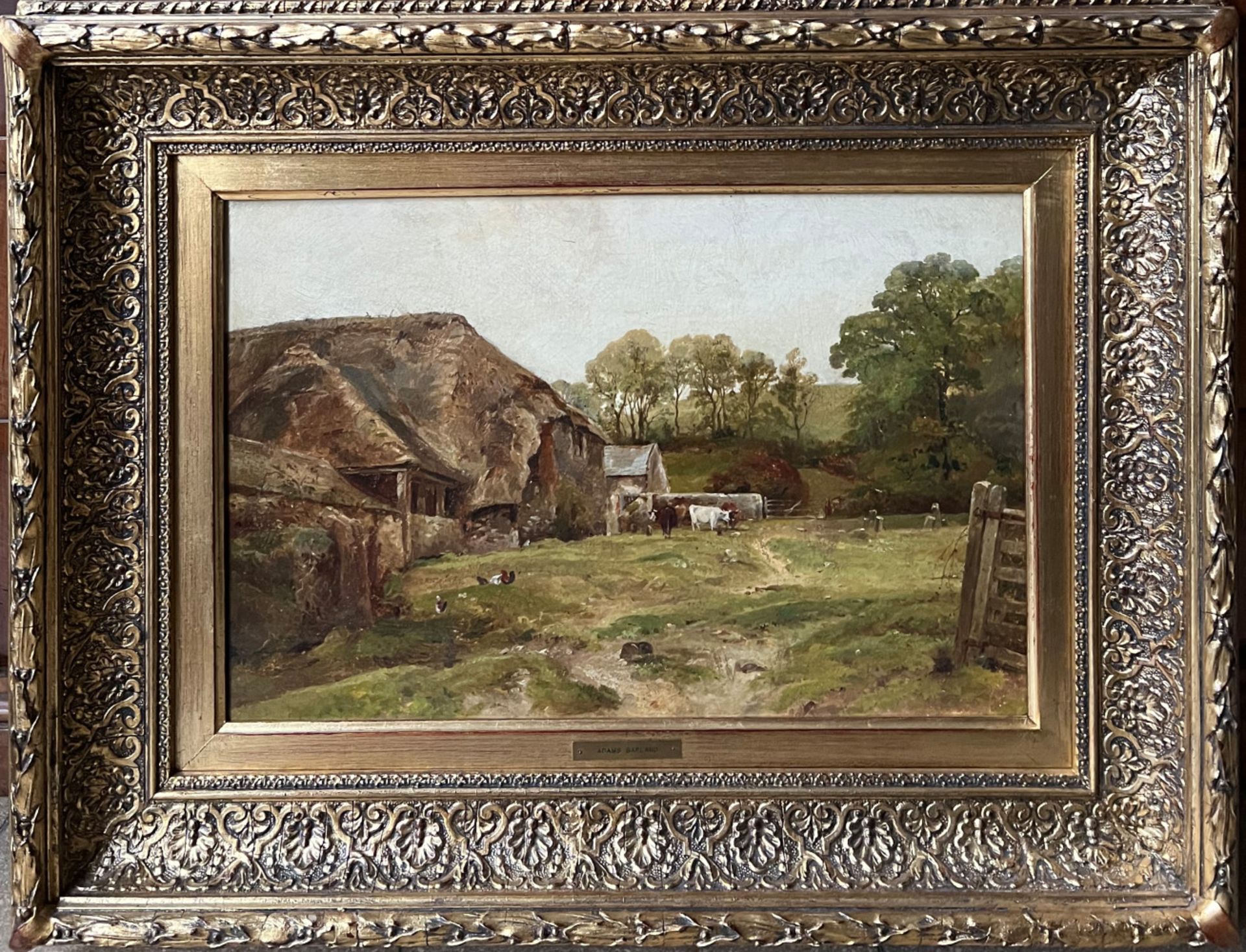 Adam BARLAND (c.1843-1916), Landschaft mit Gehöft, Weide und Kühen, monogrammiert, Öl/Lwd (aufgez.),