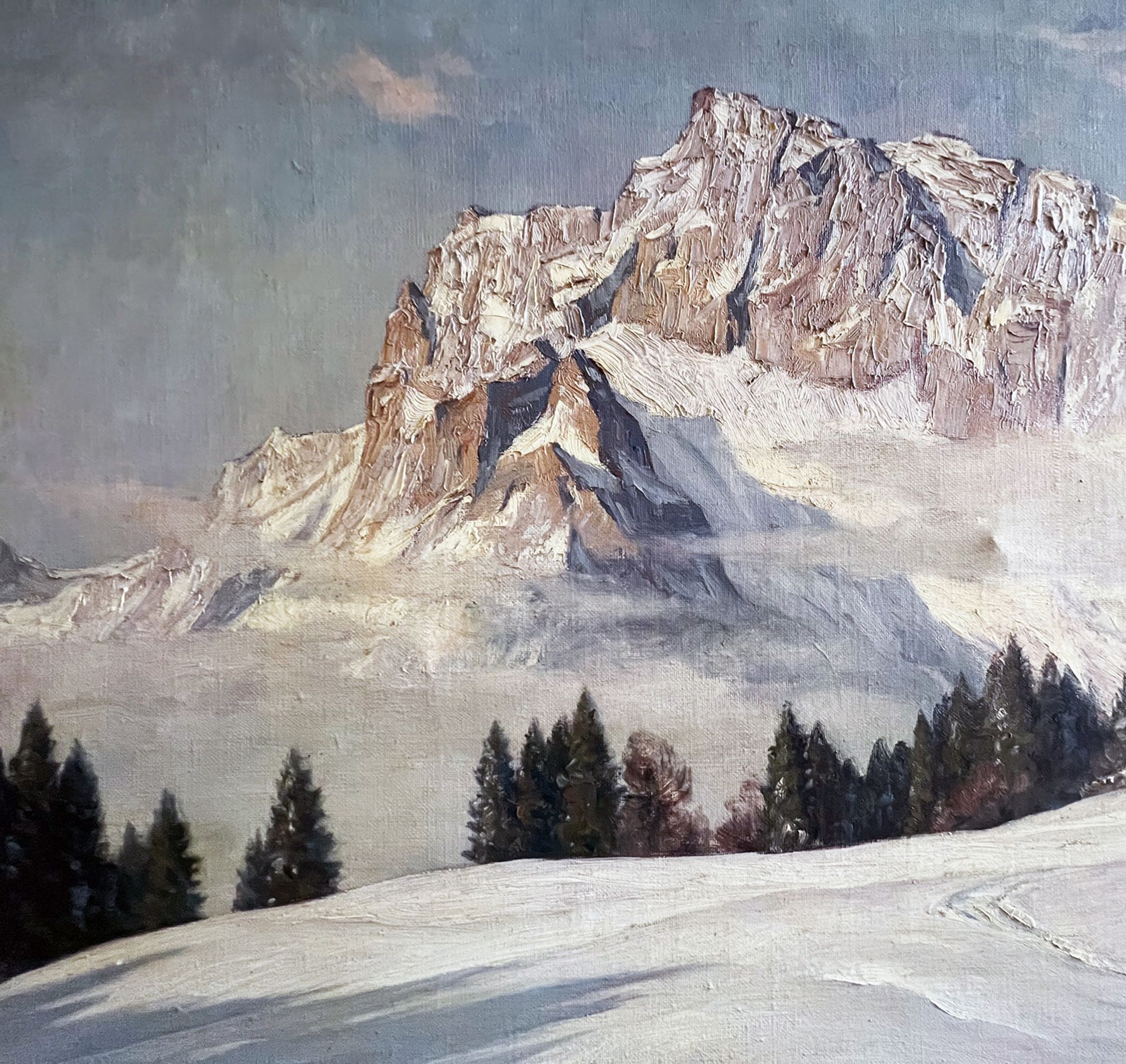 Erwin KETTEMANN (1897-1971), Winterabend in den Bergen, ein Weg durch den Schnee führt zu einer Alm, - Image 8 of 8