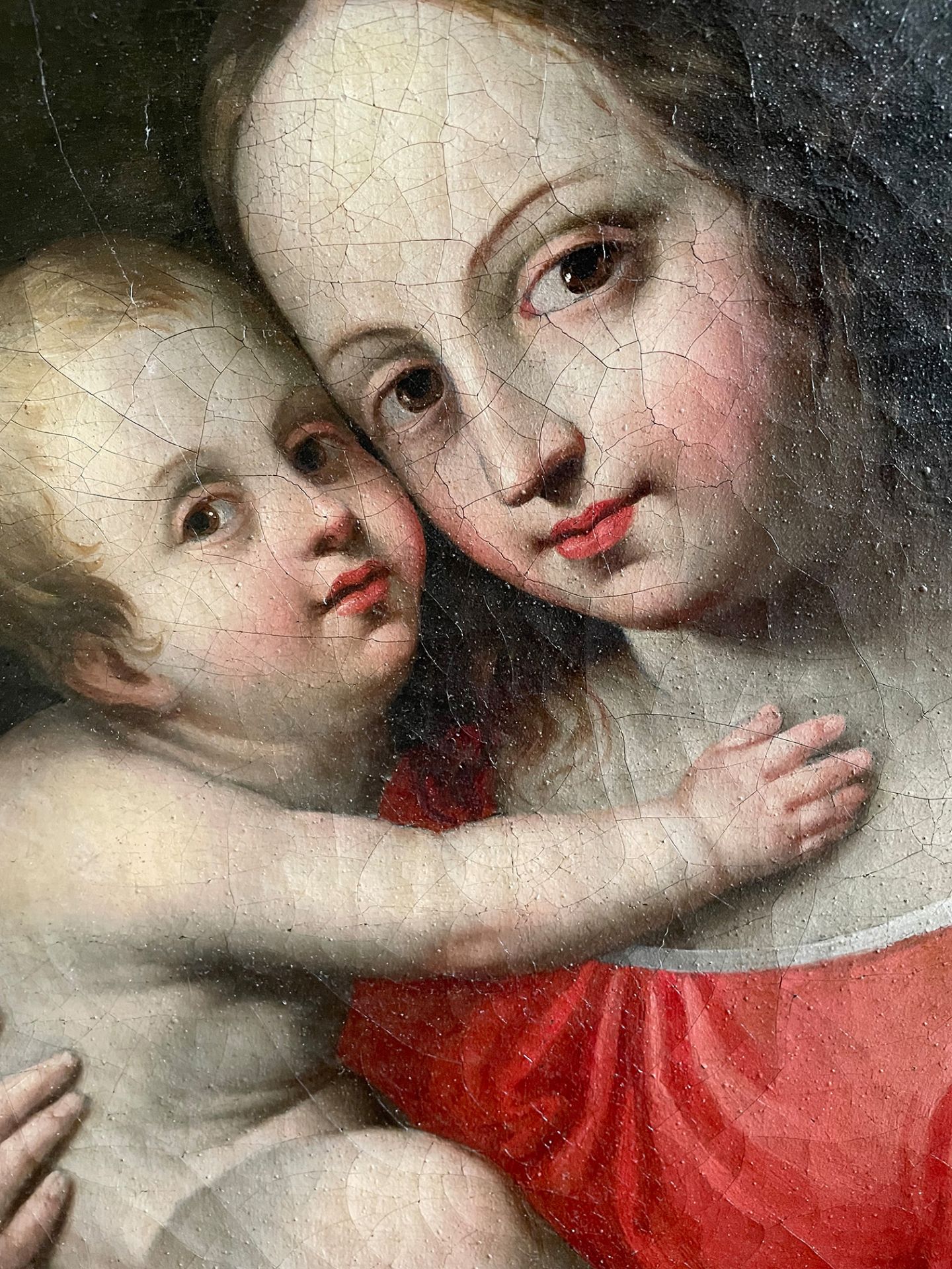 Unbekannter Maler, 17./18. Jh., Madonna mit Kind, Maria mit dem Jesuskind, Öl/Lwd, 51 x 45 cm. - Image 3 of 3