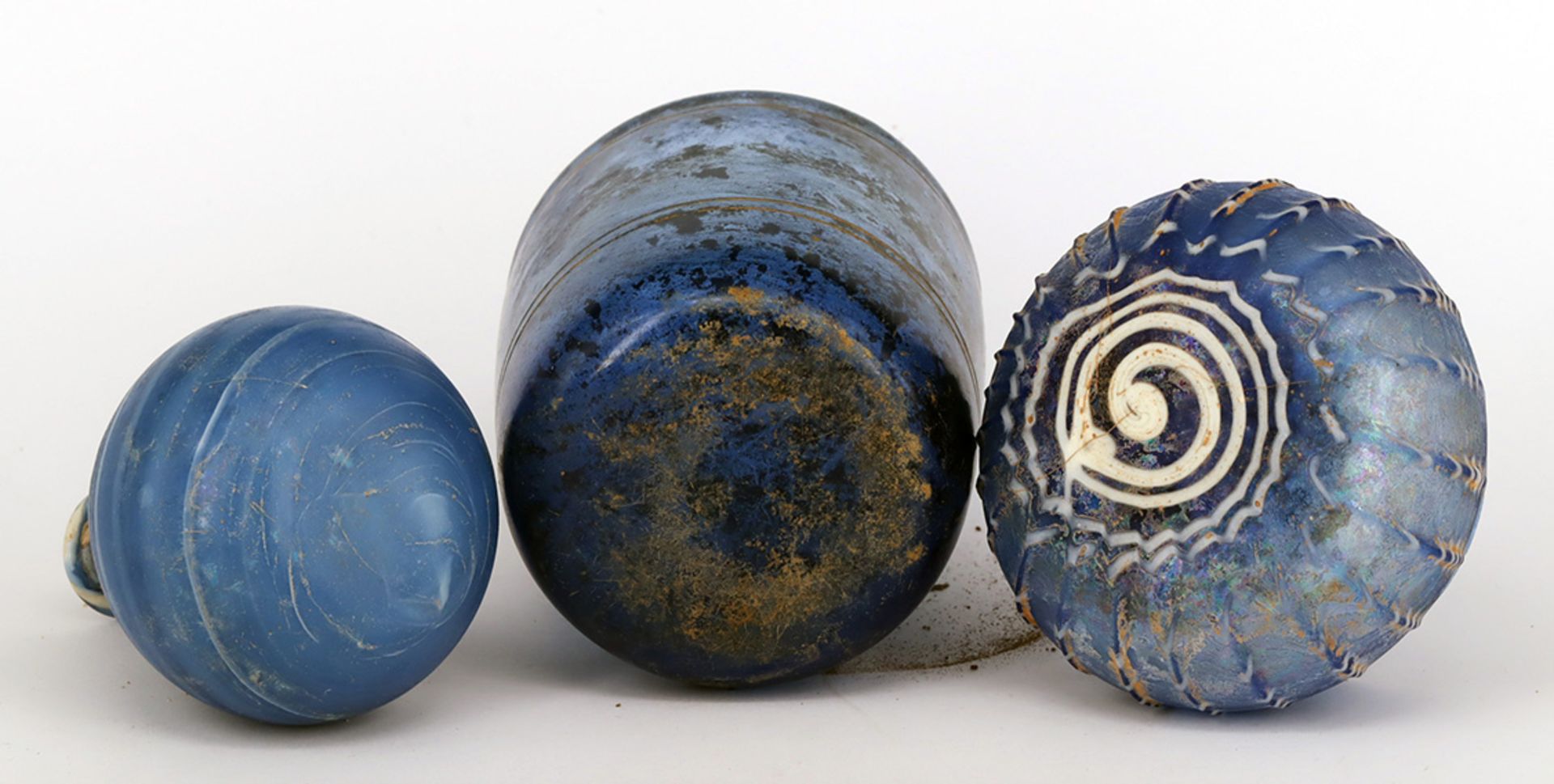 Konvolut von 3 antiken, blauen Glasgefäßen, Sammlungsauflösung (Angaben aus privatem - Bild 3 aus 3