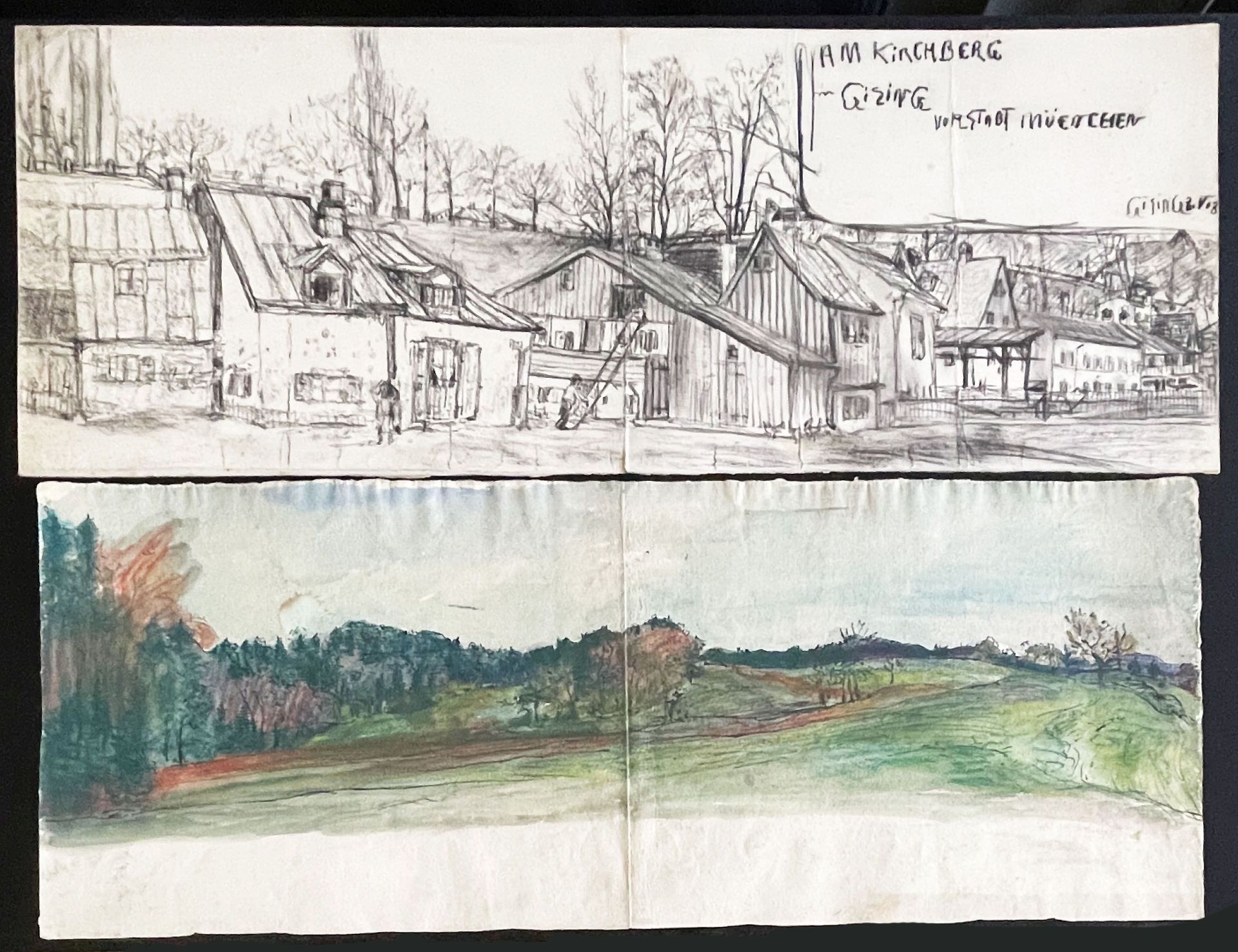 Hans Weber, Anfang 20. Jh., Mappe mit diversen Zeichnungen und Aquarellen: längsrechteckige - Bild 12 aus 13