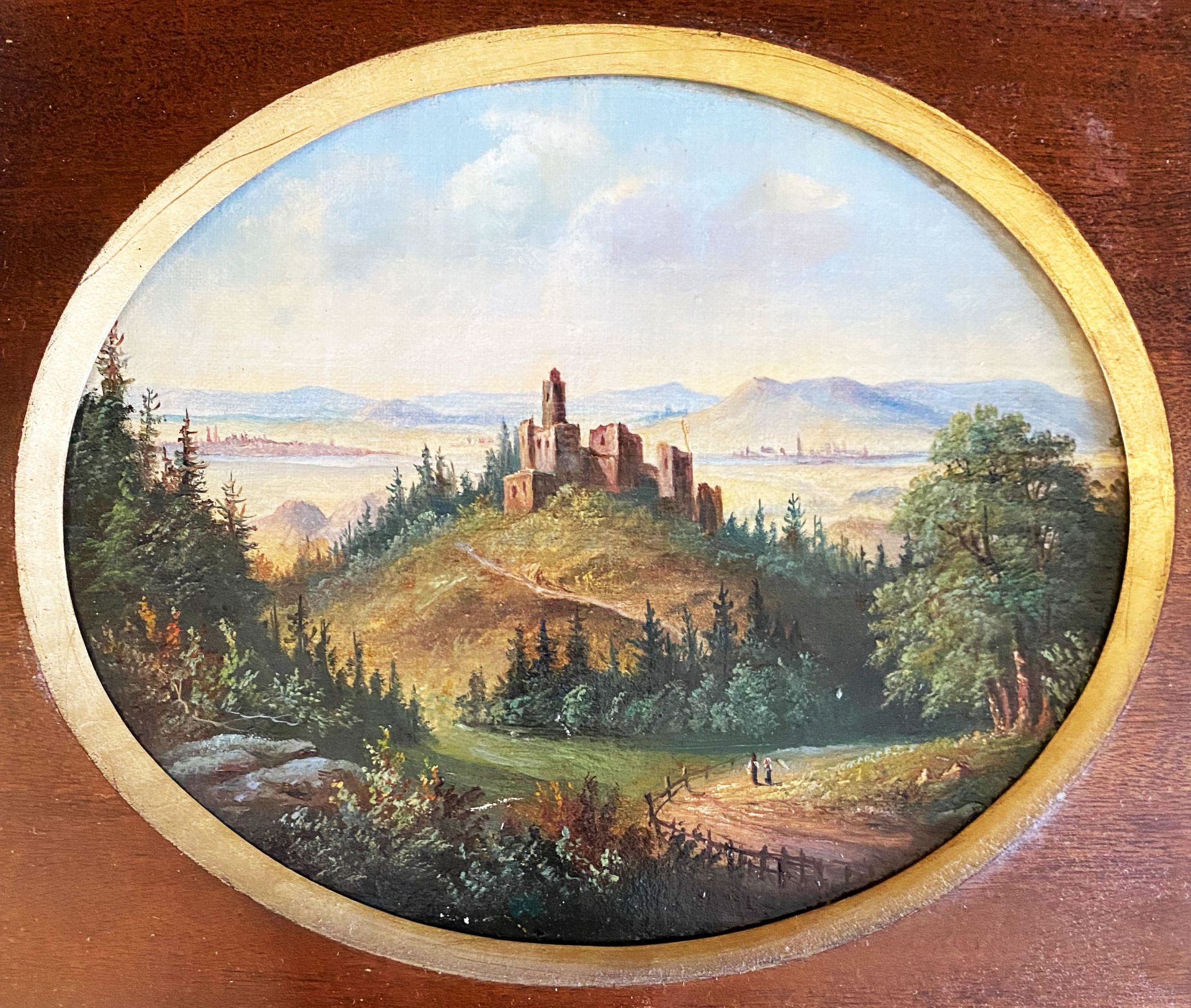 Paar ovale Landschaften: Jagdschloss und Burgruine - Bild 6 aus 13