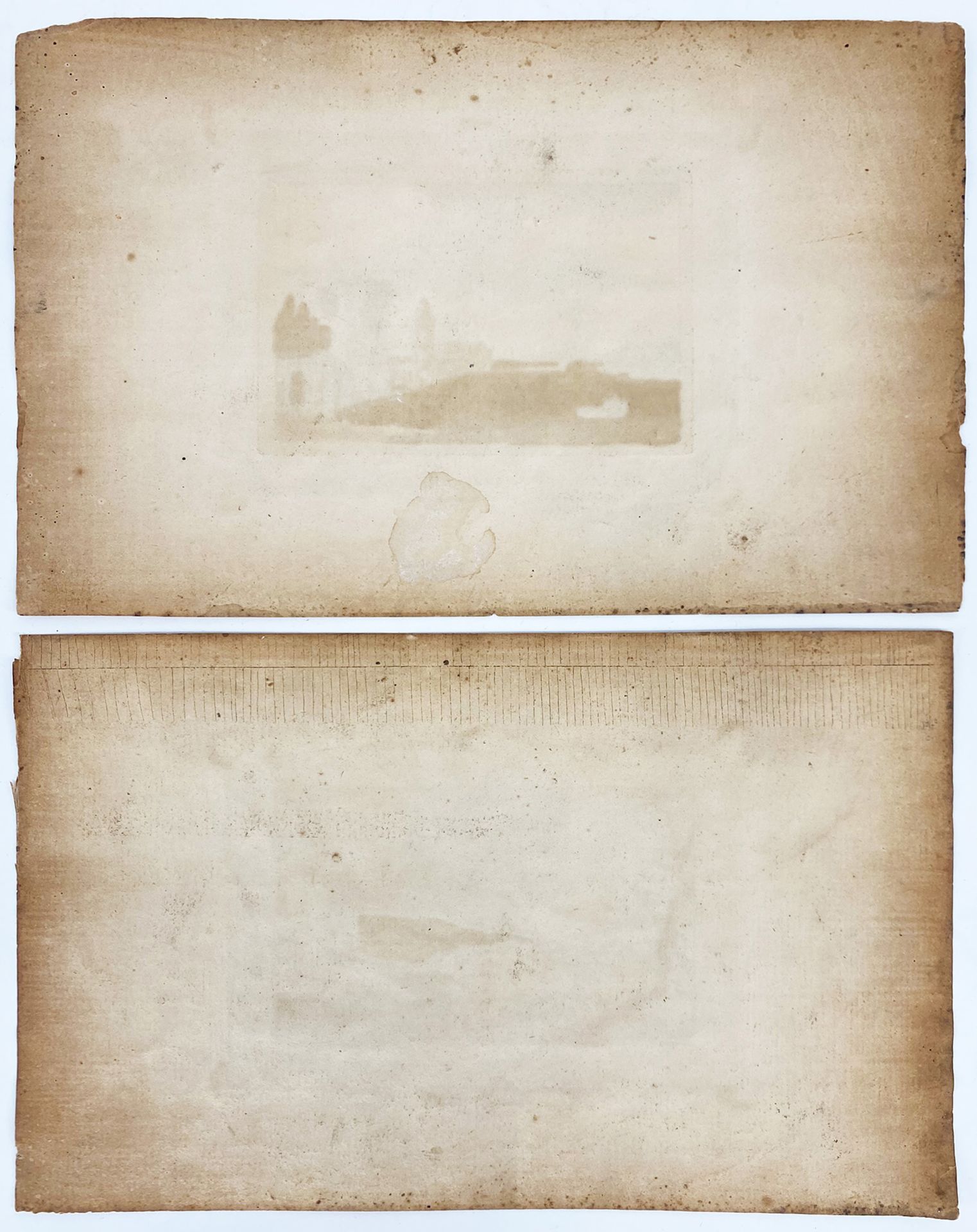 Paar kleine Landschaften, um 1900, Trompe l'oeil-Malerei, Hafenlandschaft und Winterlandschaft mit - Bild 2 aus 5