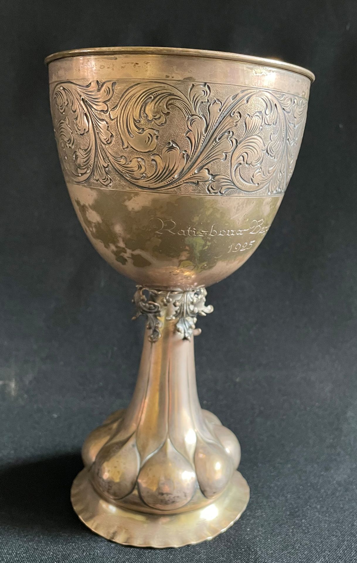 Pokal, 800er Silber, gepunzt, Inschriften: "Wanderpreis gegeben v. Hans Förster Fürstenhof