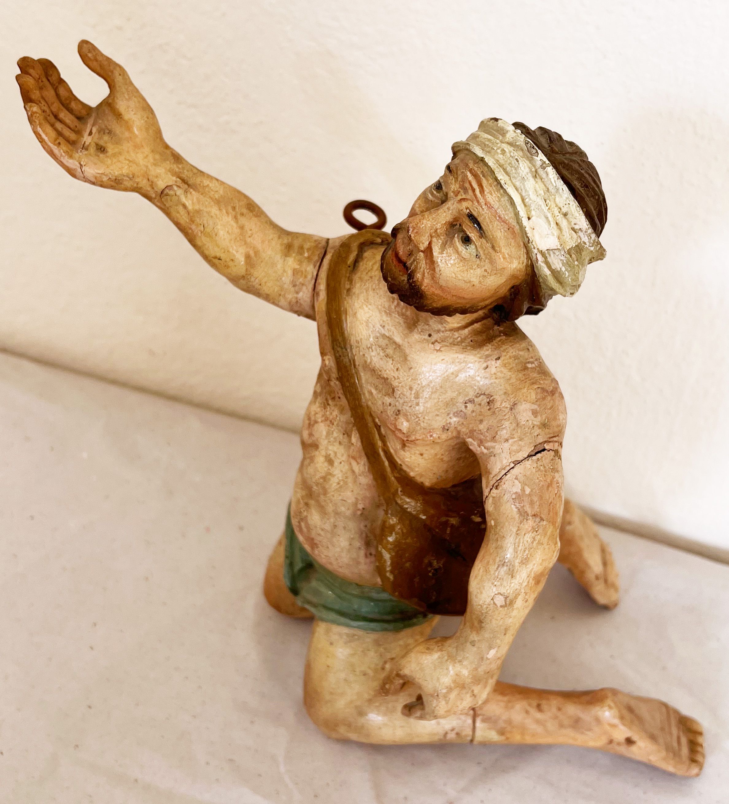 Bettler mit erhobenem Arm, Almosen erbittend/ Beggar asking for alms. Süddeutsch, 18. Jh., Holz, - Image 3 of 4