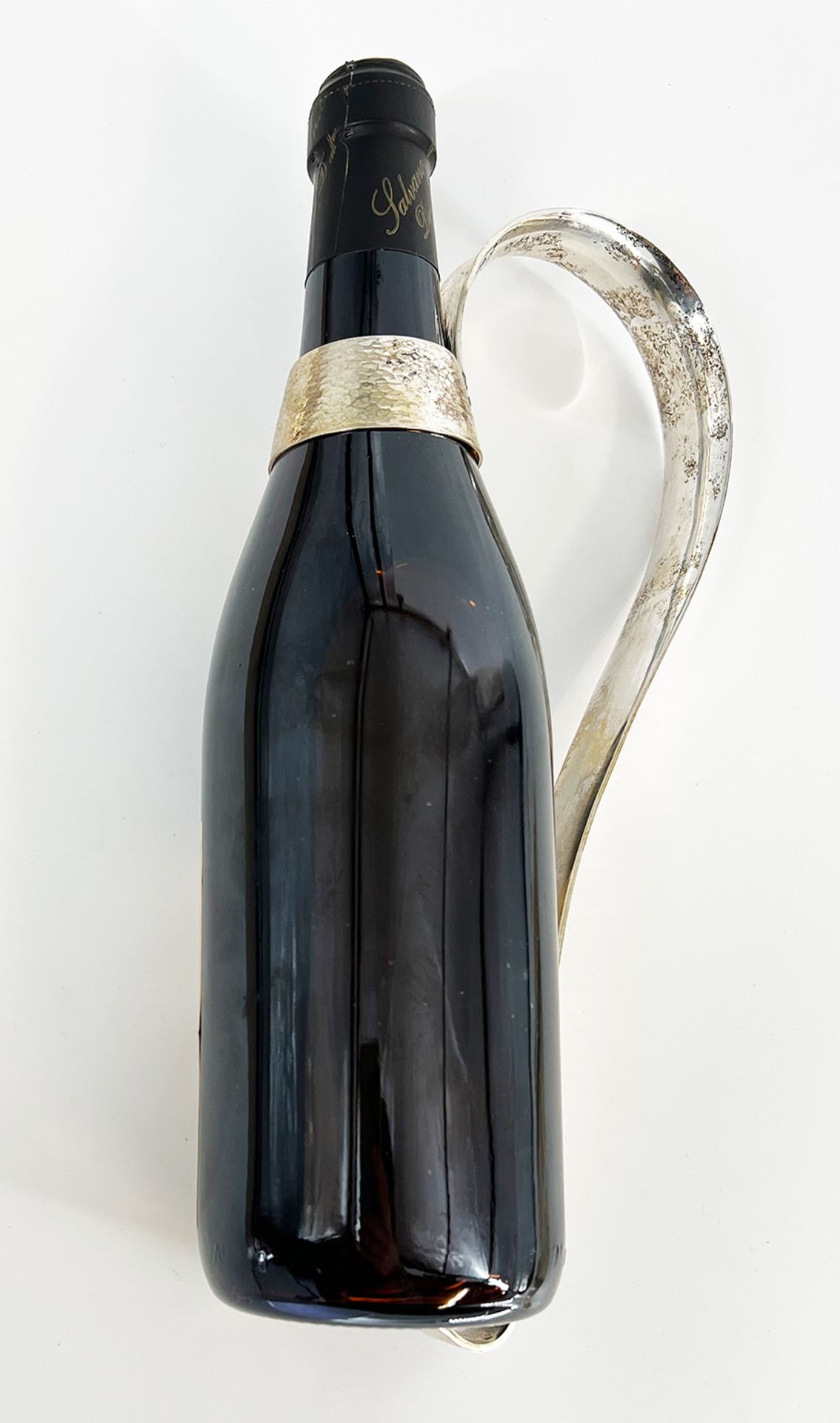 Weinflaschenhalter, 800er Silber, als Vorrichtung zum Ausgießen von Wein, gepunzt, (ohne Flasche), L - Image 3 of 4