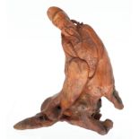 Holzschnitzerei, Mönch, China, H 27,5 cm. Wood carving, monk, China, h 27.5 cm