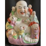 Buddha, China, (Kinderwunsch-Glücksbringer), lachender Buddha mit Vielzahl spielender Kinder, H.