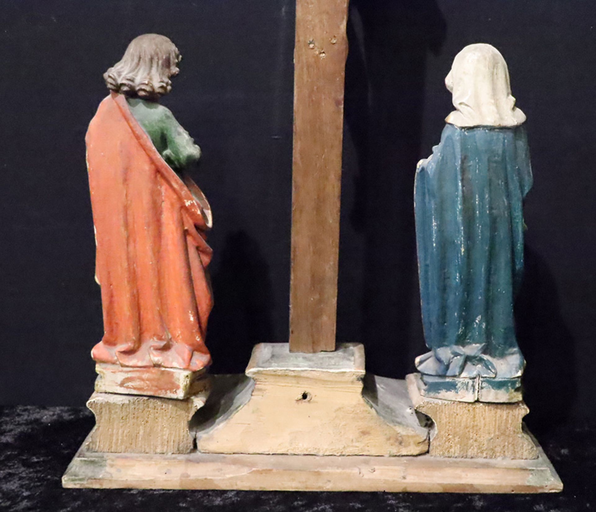 Kreuzigungsgruppe, Golgatha-Gruppe, Kruzifix, um 1880, Jesus mit Maria und Johannes, H 63,5 cm - Image 2 of 4