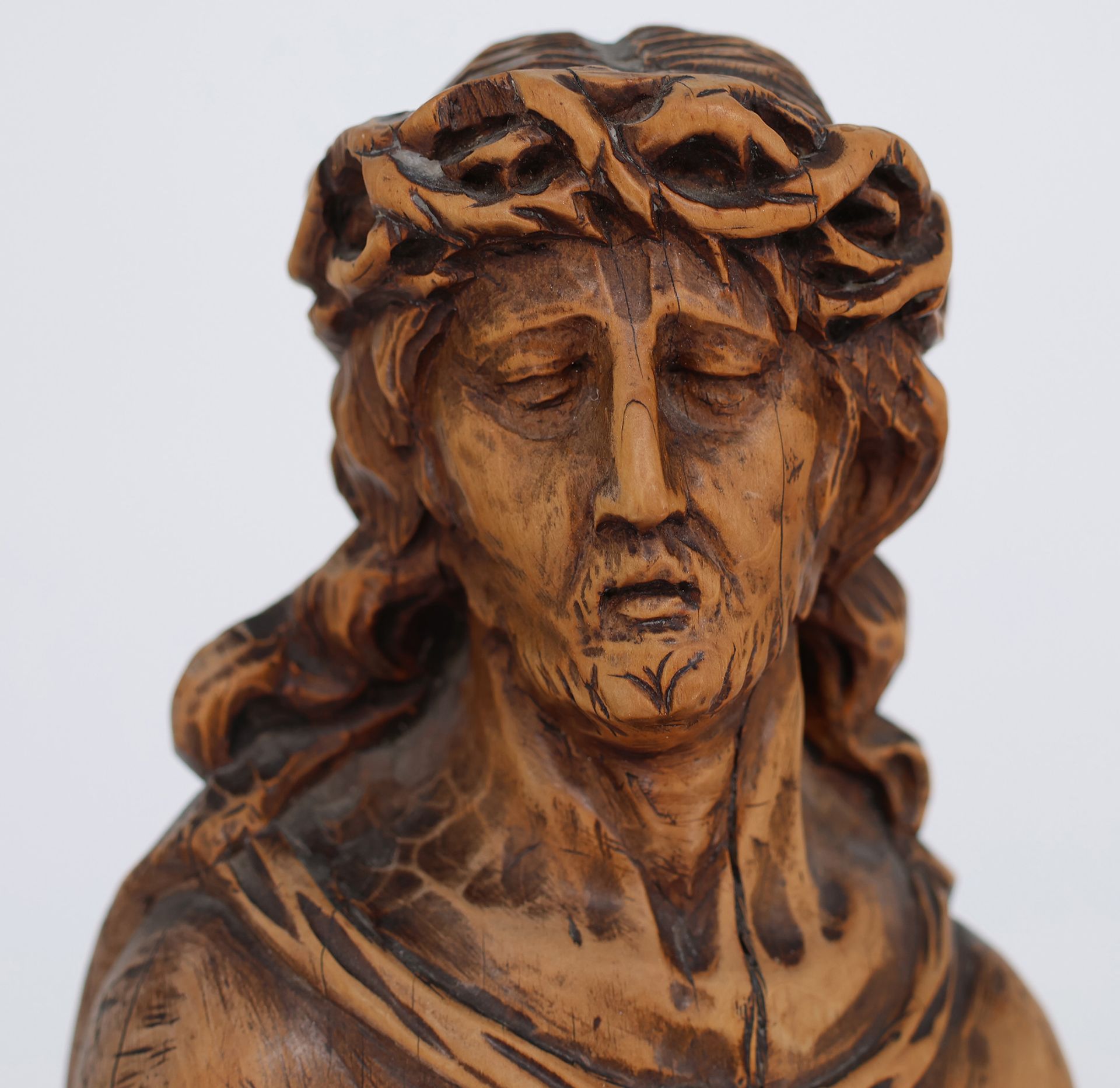 Christus, Holz, 19. Jh., Geißelung Christi, H 49,5 cm. Christ, wood, 19th century, flagellation of - Image 2 of 7