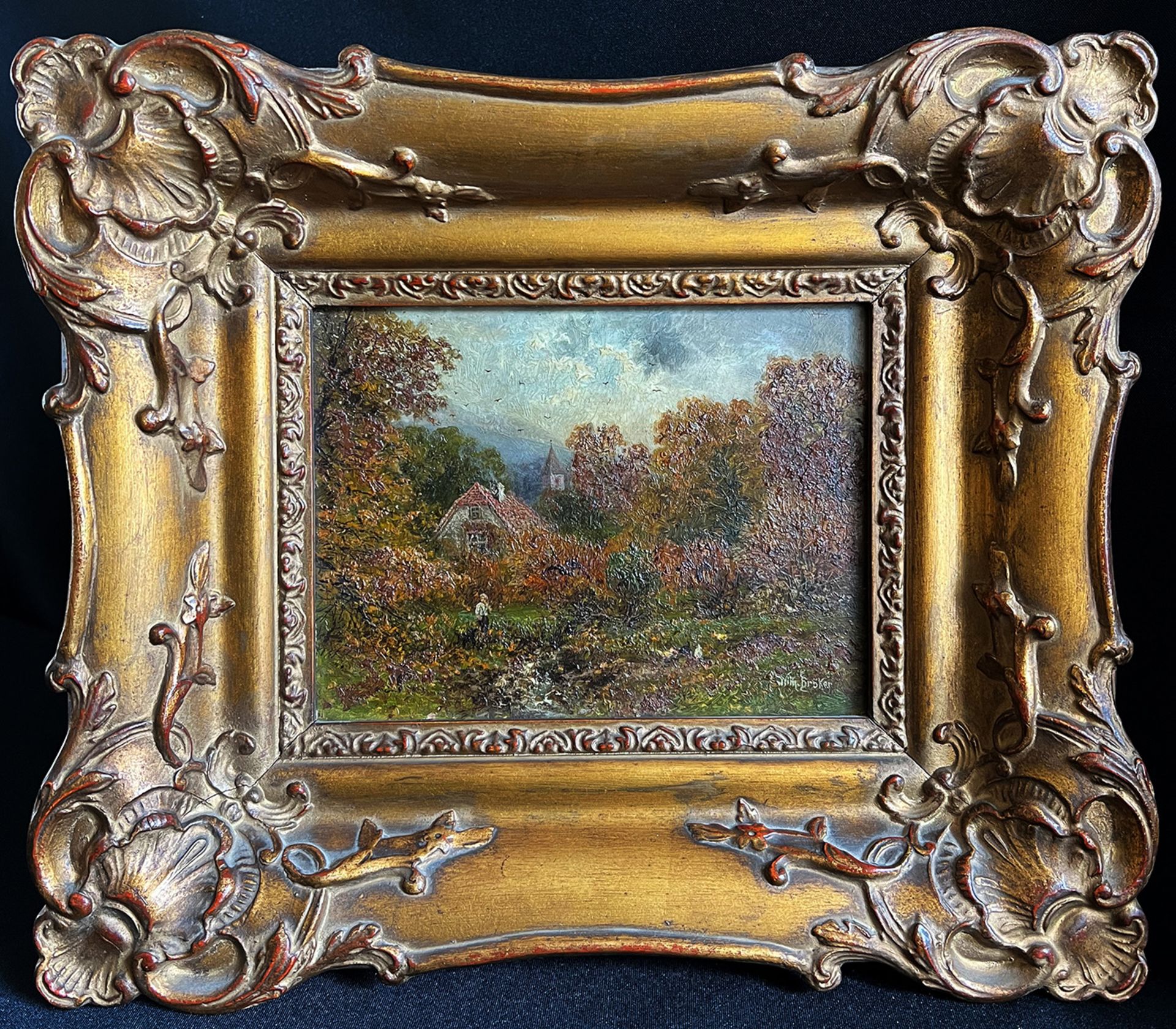 Wilhelm Bröker (1848-1930), Paar Landschaften: Blick in einen Laubwald mit kleinem Bächlein, - Bild 7 aus 7