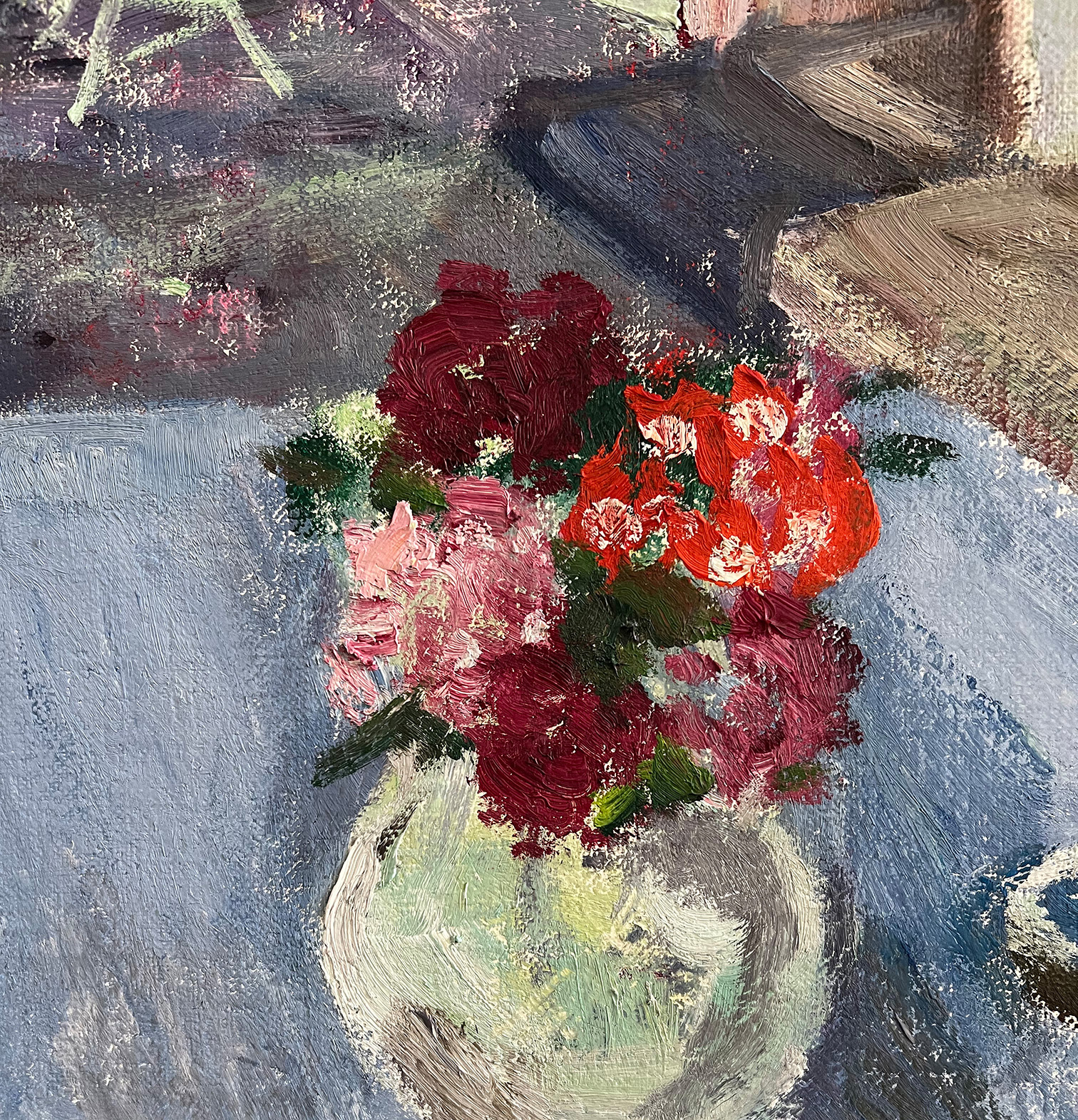 Arnold Balwé (1898-1983), "Sommer am Haus". Blick auf den grünen Garten mit blühenden roten - Image 8 of 8