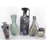 Konvolut von 5 antiken Glasobjekten, Sammlungsauflösung (Angaben aus privatem Sammlungskatalog