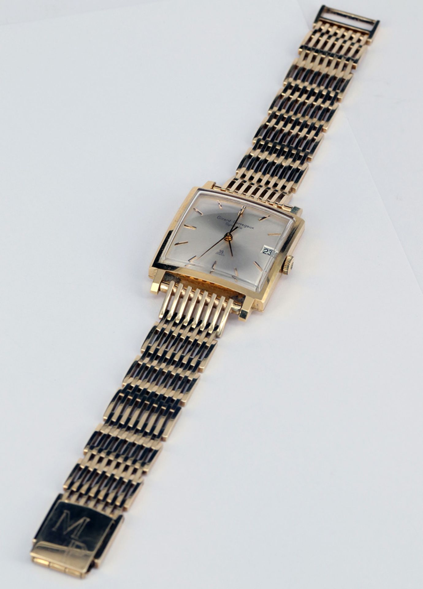 Girard-Perregaux, Herrenarmbanduhr mit quadratischem Zifferblatt, 3 x 3 cm, Stabindices, Datum und - Image 5 of 5