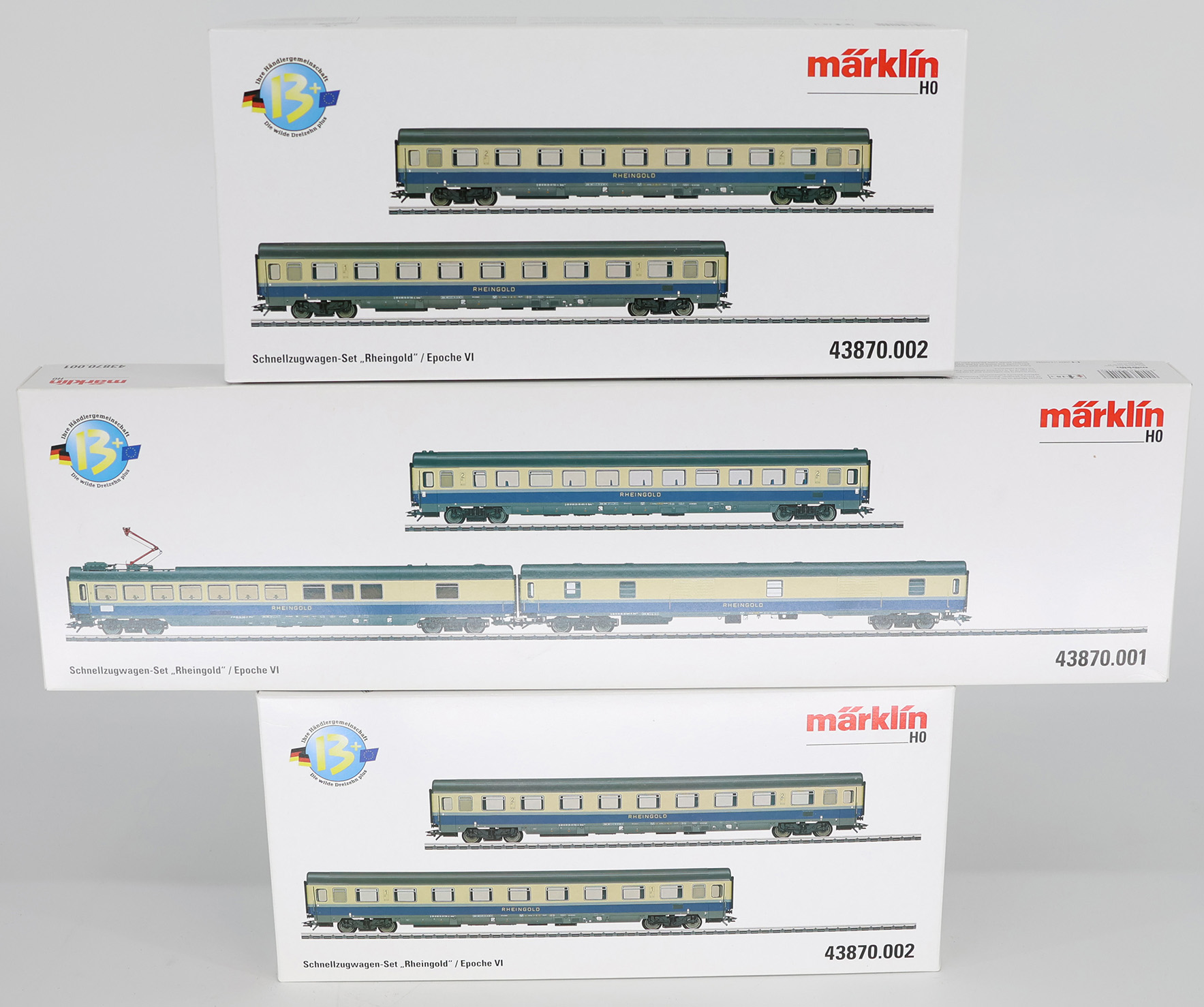 Konvolut: 3 x Märklin, Spur H0, Sammlungsauflösung: 1 x 43870.001 Schnellzugwagen-Set "