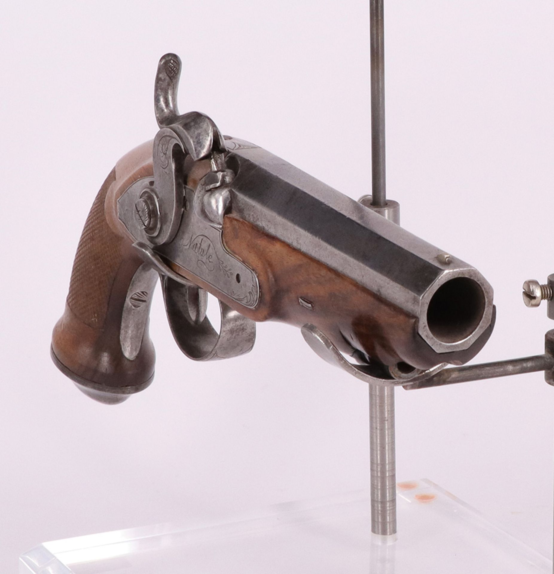 Perkussionswaffe, Reisepistole, um 1850, Natale, L 21,5 cm. Percussion gun, travel pistol, around - Image 2 of 7