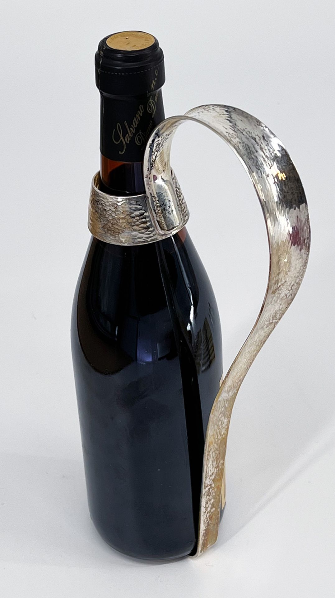 Weinflaschenhalter, 800er Silber, als Vorrichtung zum Ausgießen von Wein, gepunzt, (ohne Flasche), L