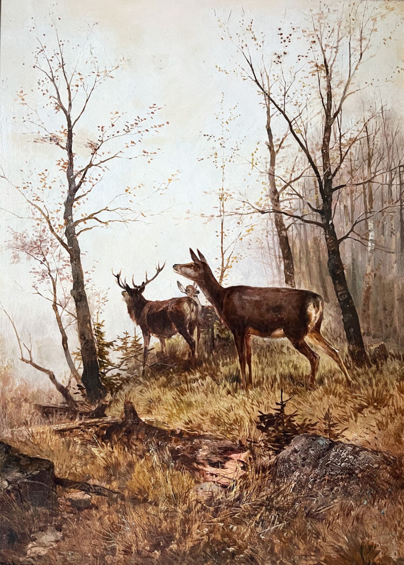 Drei Gemälde: Carl Dölcher (österr. Landschaftsmaler des 19. Jhds.), Hirsche in Waldlandschaft, - Image 12 of 19