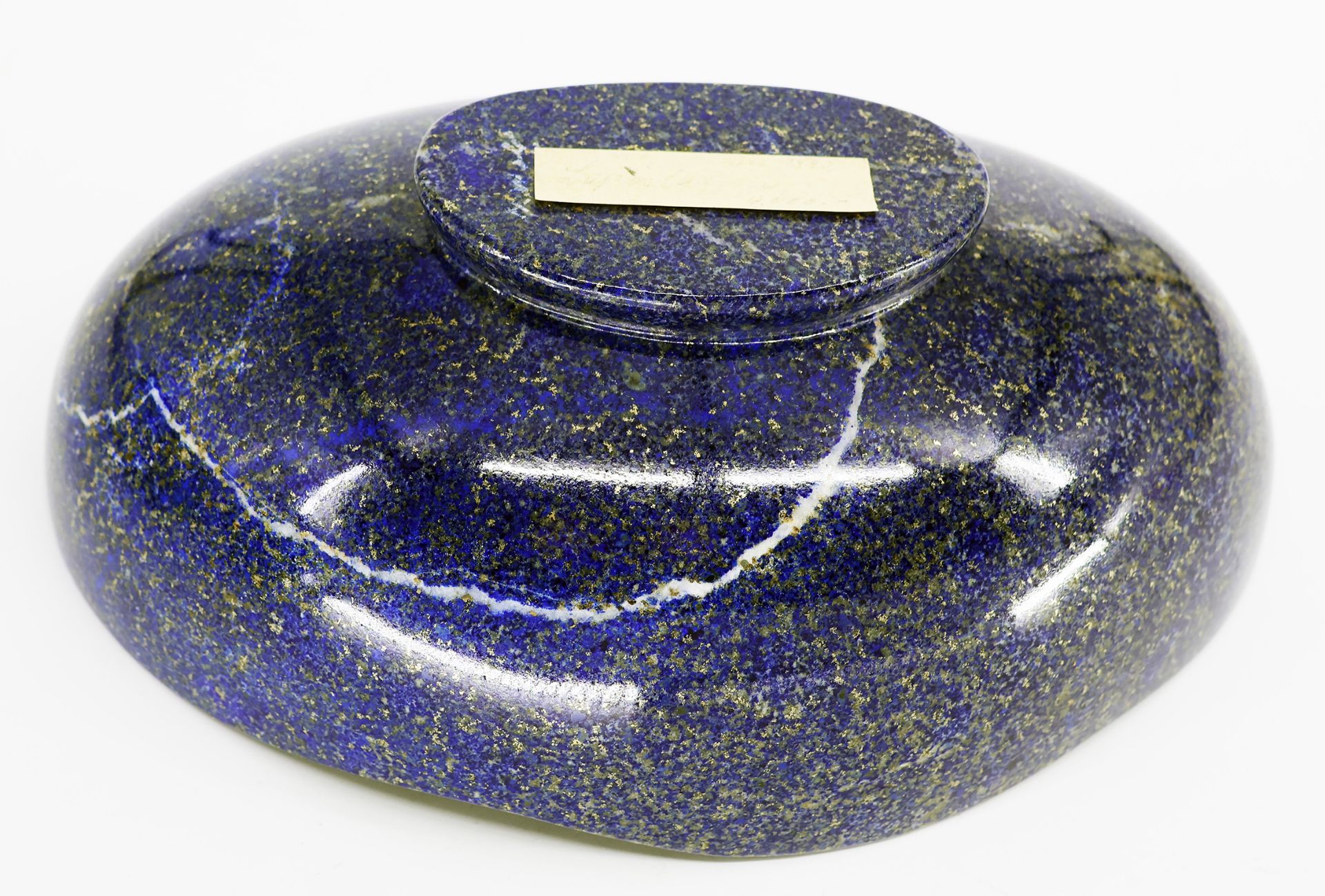 Lapislazuli Schale, auf ovalem Standring querovale Schale mit leicht geschweiftem Rand, helle - Bild 3 aus 5
