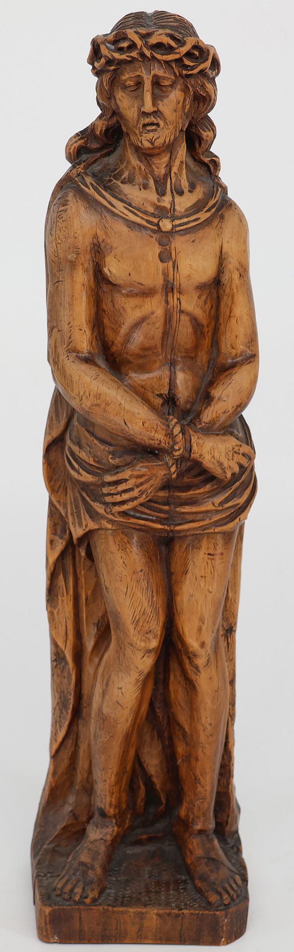 Christus, Holz, 19. Jh., Geißelung Christi, H 49,5 cm. Christ, wood, 19th century, flagellation of - Bild 4 aus 7