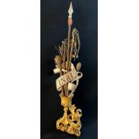 Ornament Leidenswerkzeuge mit Lanze, Peitsche, Nägeln sowie Spruchband INRI, H 80 cm