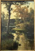 Henry John Yeend KING (1855-1924) zugeschr., Idyllische Landschaft mit Flusslauf und einer Hütte