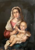 Madonna mit Kind, 19 J., Kopie nach Bartolomé Esteban Murillo (1617-1682), Öl/Lwd, Farbabplatzungen,