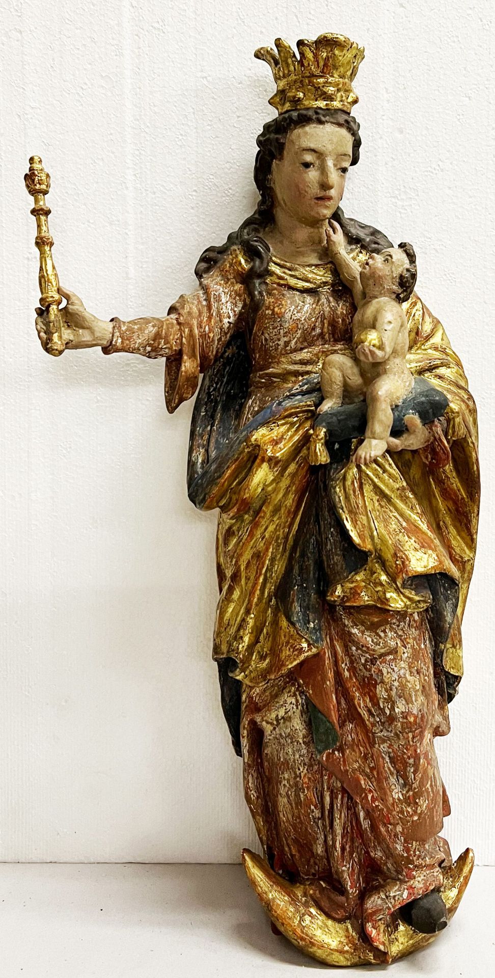 Madonna/ St. Mary with Christ child. Franken, 18. Jh., Originalzustand, kaum rest., H. 42 cm