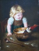 Gustav Bregenzer (1850-1919), Kleines Mädchen an der Breischüssel: ein Mädchen mit blondem Haar