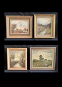 Vier Landschaften: Boler, Landschaft mit Flußlauf und Birken, signiert, Öl/Lwd, 31 x 25,5 cm; 2 x