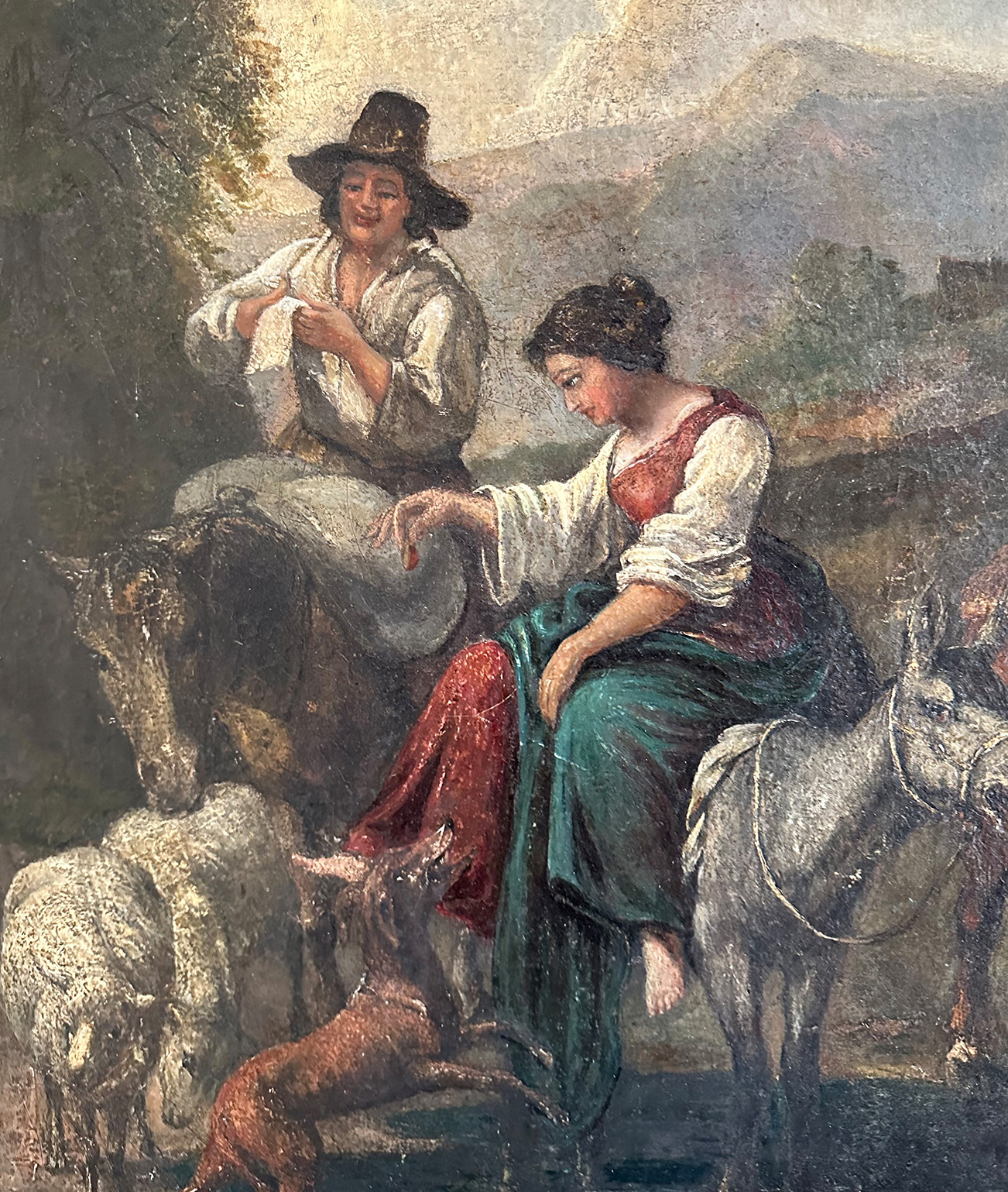 Paar mit Tieren beim Tränken, Öl auf Holz, 80 x 70 cm - Image 3 of 5