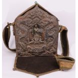 Reisealtar mit Shiva (Eisen, Bronze), Indien - Tibet - Nepal, 21 x 17 x 7 cm. Travel altar with