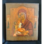 Ikone, Russland, Heilige Madonna mit Christuskind, 30,5 x 27 cm. Icon, Russia, Holy Madonna with