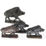 Wildschweine, Bronze, L 12 - 16 cm. Wild boars, bronze, L 12 - 16 cm