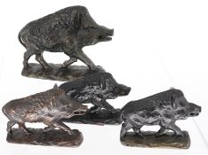 Wildschweine, Bronze, L 12 - 16 cm. Wild boars, bronze, L 12 - 16 cm