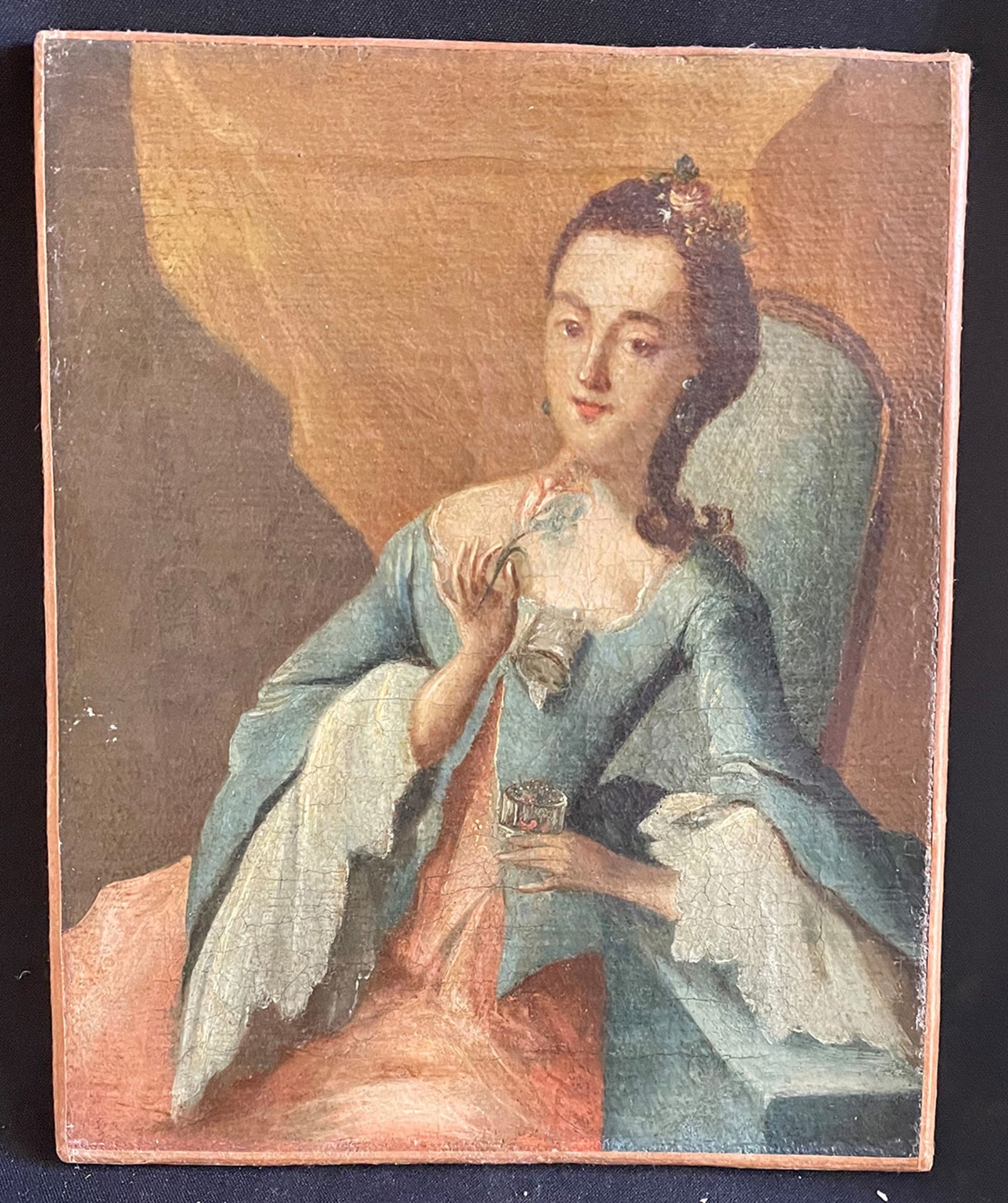 Auguste Michel Fils (Maler des 18./19. Jhs.), "Der Geruch", um 1800, Öl/Lwd, doubliert, 29 x 23,5 - Bild 4 aus 4